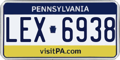 PA license plate LEX6938
