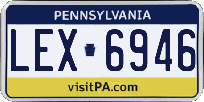 PA license plate LEX6946