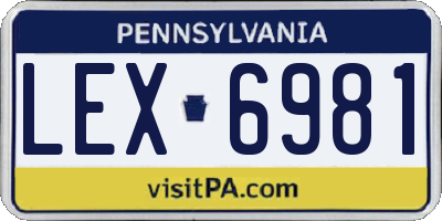PA license plate LEX6981