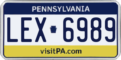 PA license plate LEX6989
