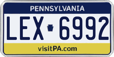 PA license plate LEX6992