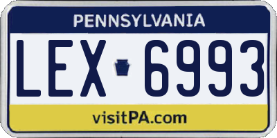 PA license plate LEX6993