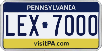 PA license plate LEX7000