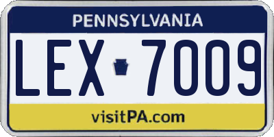PA license plate LEX7009