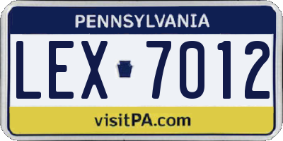 PA license plate LEX7012