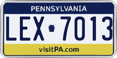 PA license plate LEX7013