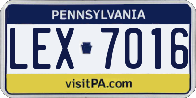 PA license plate LEX7016