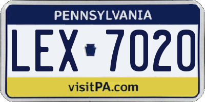 PA license plate LEX7020