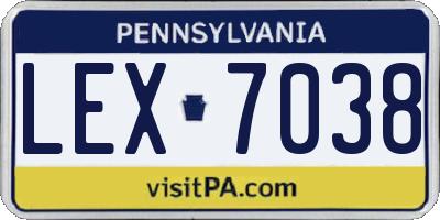 PA license plate LEX7038