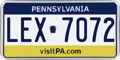 PA license plate LEX7072