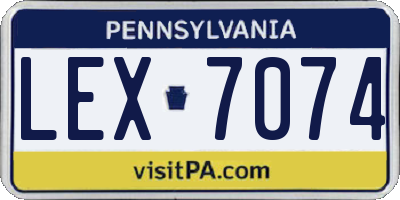 PA license plate LEX7074