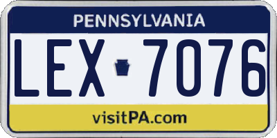 PA license plate LEX7076