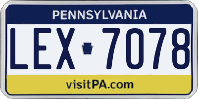 PA license plate LEX7078