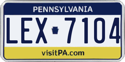 PA license plate LEX7104
