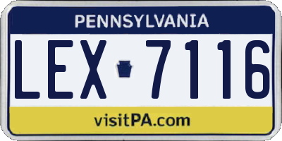 PA license plate LEX7116