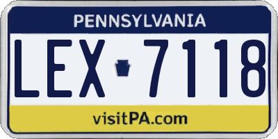 PA license plate LEX7118
