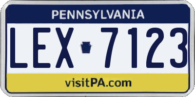 PA license plate LEX7123