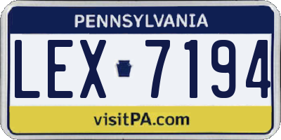 PA license plate LEX7194