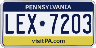 PA license plate LEX7203
