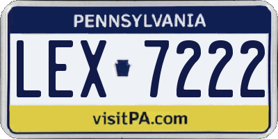 PA license plate LEX7222
