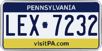 PA license plate LEX7232