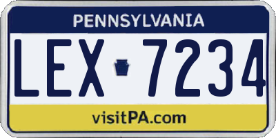 PA license plate LEX7234