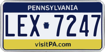 PA license plate LEX7247