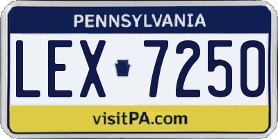 PA license plate LEX7250