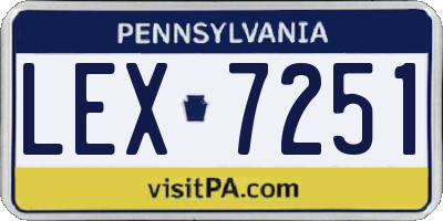 PA license plate LEX7251