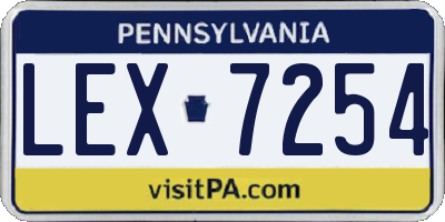 PA license plate LEX7254