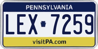 PA license plate LEX7259