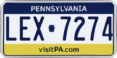 PA license plate LEX7274