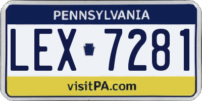 PA license plate LEX7281