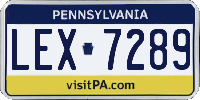 PA license plate LEX7289