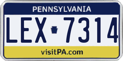 PA license plate LEX7314