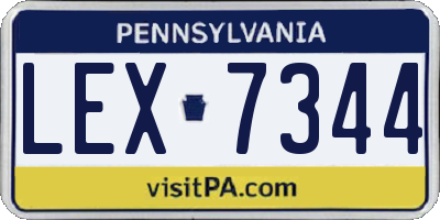 PA license plate LEX7344
