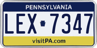 PA license plate LEX7347