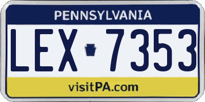 PA license plate LEX7353