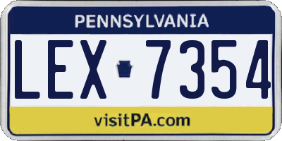 PA license plate LEX7354