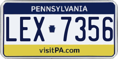 PA license plate LEX7356