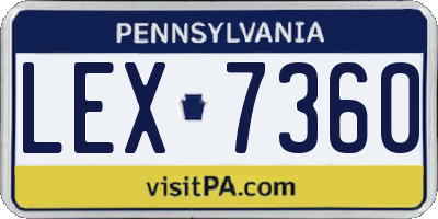 PA license plate LEX7360