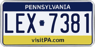 PA license plate LEX7381