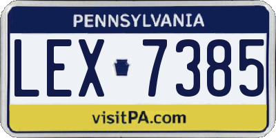 PA license plate LEX7385