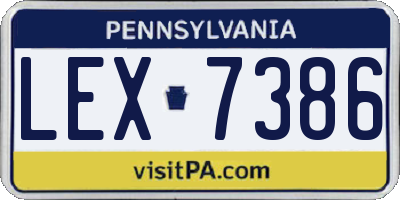 PA license plate LEX7386