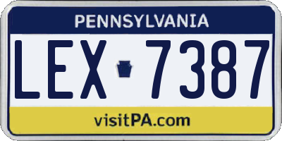 PA license plate LEX7387