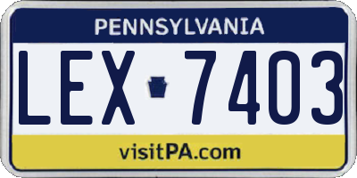 PA license plate LEX7403