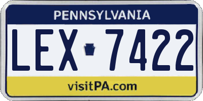 PA license plate LEX7422