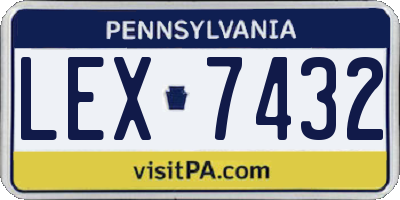 PA license plate LEX7432