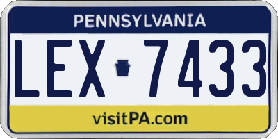 PA license plate LEX7433