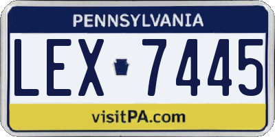 PA license plate LEX7445